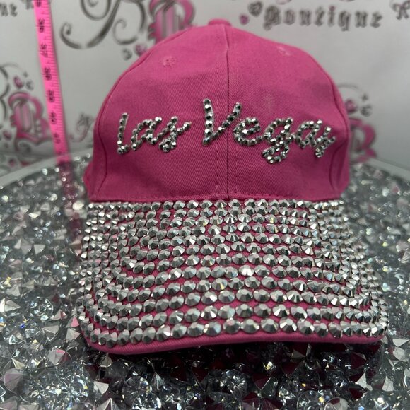 Las Vegas hot pink and silver sequence rhinestones gems sizable hat main image 11